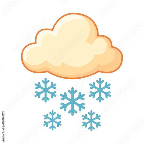Cartoon Cloud with Blue Snowflakes Falling Icon