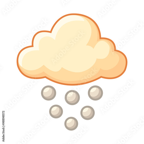 Cartoon Cloud with Hailstones Weather Icon