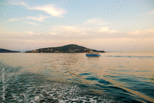 Photography Sunset over the sea and island in istanbul