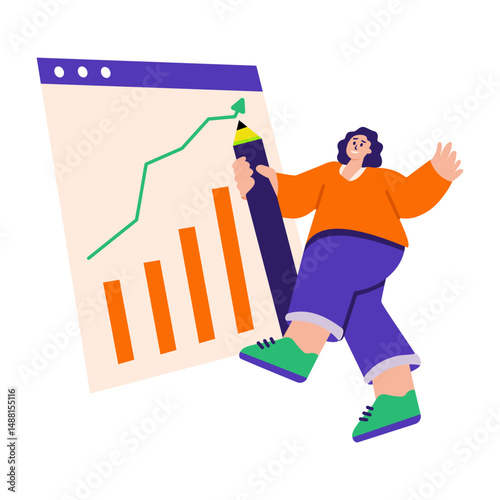 A flat style illustration of business growth
