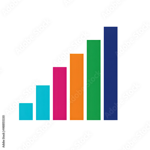 Free Download A multicolored bar chart with five vertical bars indicating varied data in a sleek, flat style, isolated on white or transparent background. PNG - GFXLoad