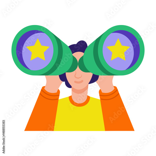 A flat style illustration showing success vision