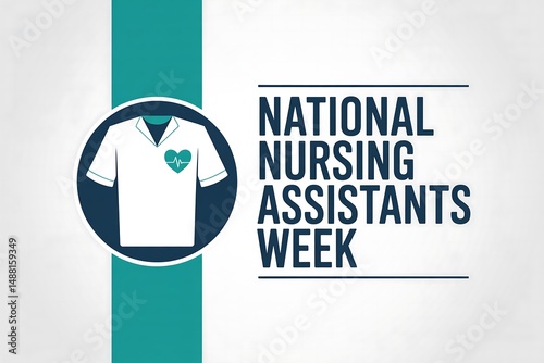 National nursing assistants week graphic with scrub top and heart rate symbol design