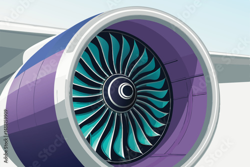 Close-up photograph of an airplane turbine blade, showcasing intricate metallic textures, rivets, and wear patterns. High detail, sharp focus.