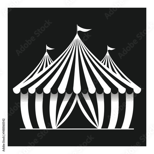 Circus Tent with Striped Canvas in Dramatic Style