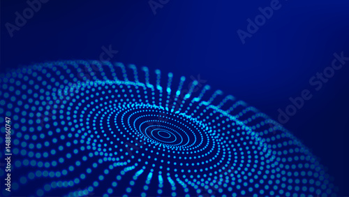 Abstract vector wave with interweaving lines and dots. Digital technologies - big data research.