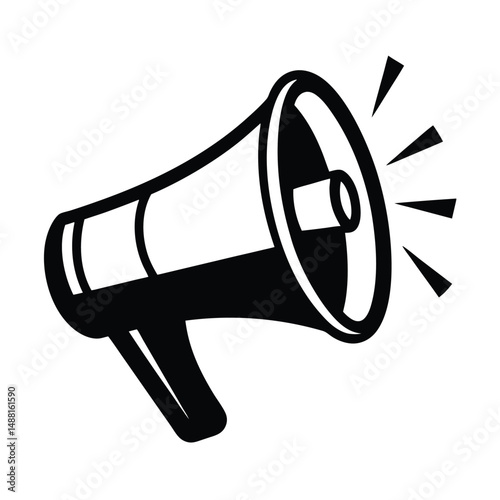 Loudspeaker Megaphone Yelling Black and White Design