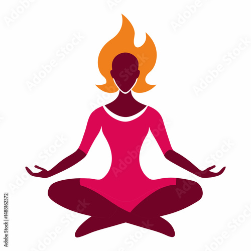 silhouette of a woman meditating