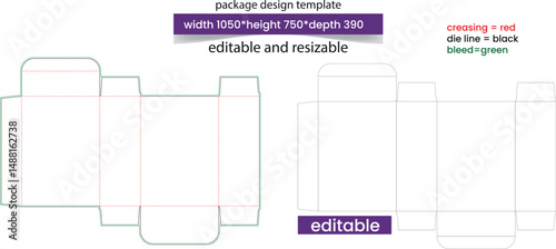 Vector art of Package design template editable and resizable isolated on white