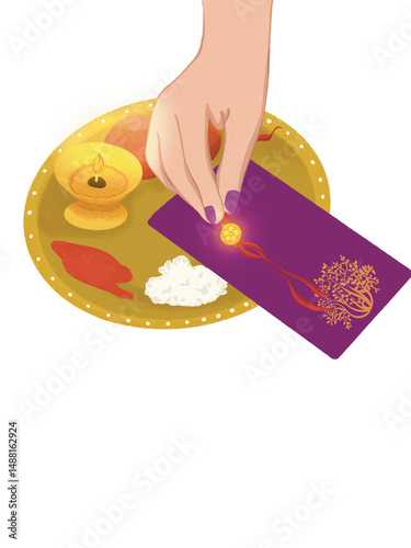 Amazing card for Raksha bandhan even. Brother-sister love at rakhi festival for greeting card