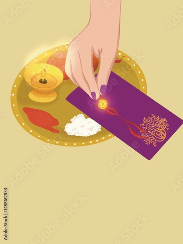 Amazing card for Raksha bandhan event. Brother-sister love at rakhi festival for greeting card.