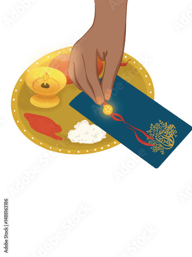 Amazing card for Raksha bandhan even. Brother-sister love at rakhi festival for greeting card 