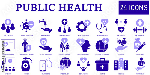 Set of public health Icons or symbols Vector fully editable file.