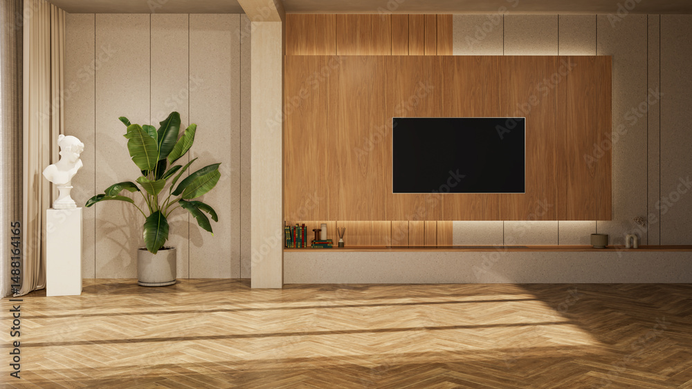 Fototapeta premium Large luxury modern bright interiors Living room mockup illustration 3D rendering image