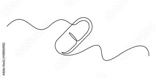 Continuous single line drawing of capsule tablets line art vector illustration, Continuous one line drawing of pills medicine. One line of pills medicine vector illustration