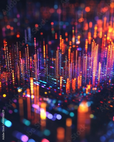 Futuristic Chart Formations on Dark Moody Interface, Vibrant Abstract Stock Analytics 3