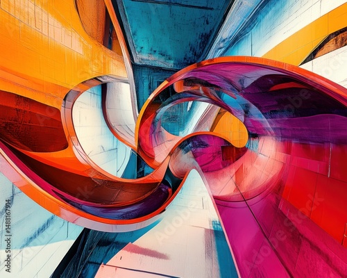 Vibrant Geometric Depiction of Market Progress with Bright Contrasting Colors 1