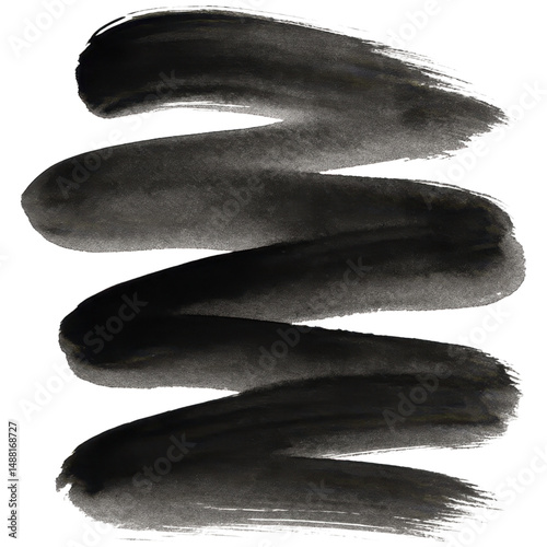 Black paint strokes on a canvas. transparent background.