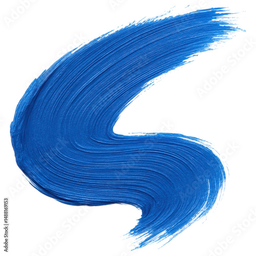 Blue paint stroke with flowing texture. transparent background.