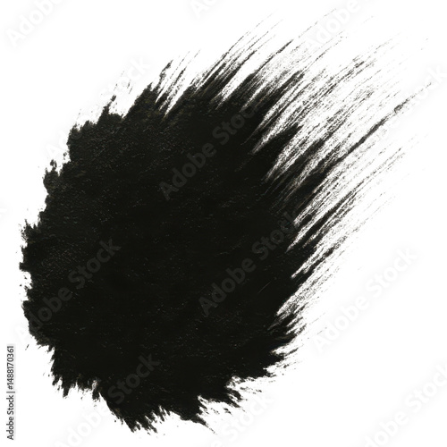 Grunge ink start, raw blot as first touch transparent background.