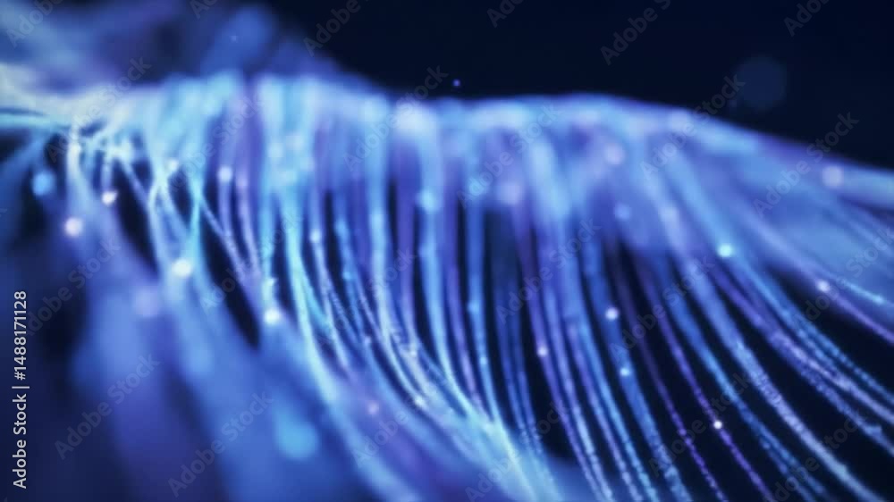 Glowing lines flow seamlessly, creating enchanting patterns. Soft blue hues dance in rhythmic motion, evoking a sense of calm. The visual display captivates with its dynamic energy and tranquility.