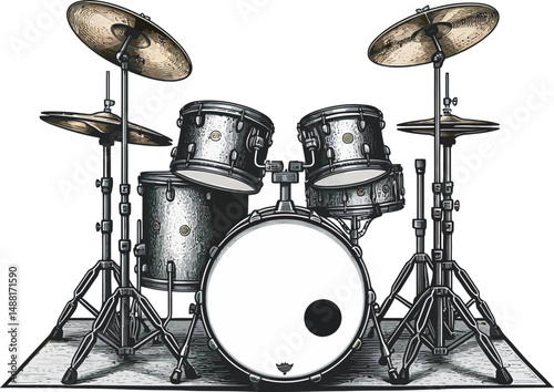 Drummer Playing Silhouette and vector