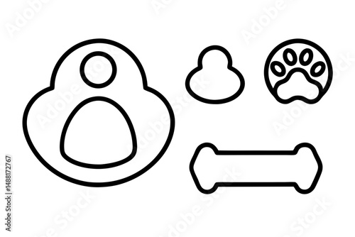 Collection of Dog Treat Cookie Cutters Outline Icons