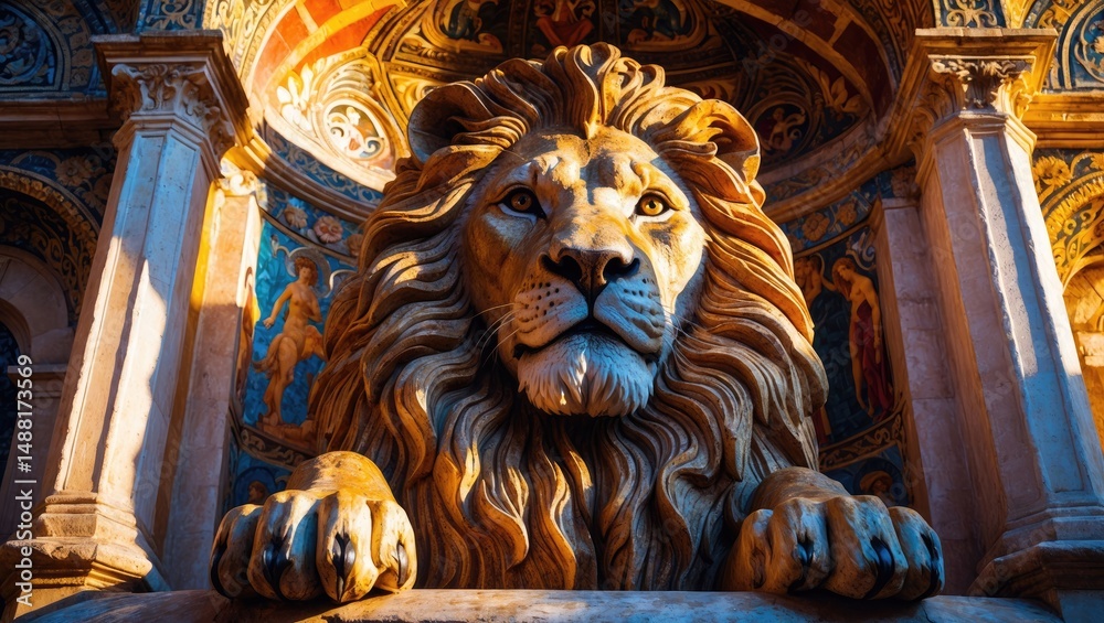 Obraz premium Lion Wall Mosaic in Capella Palatina