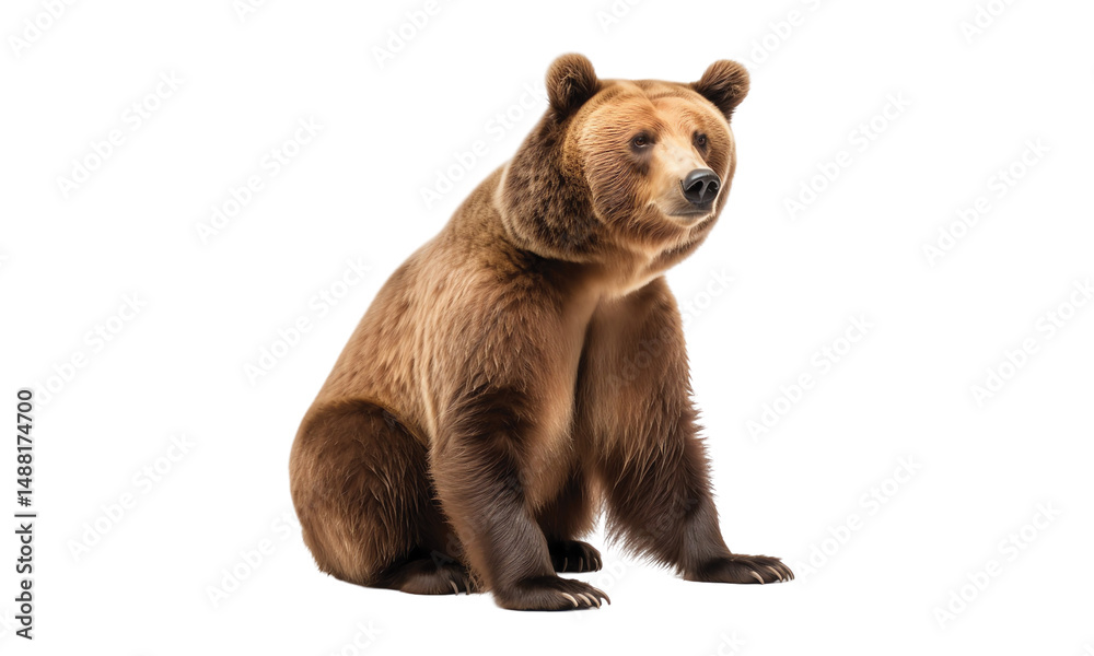 Fototapeta premium Bear grizzly bear isolated on transparent white background, clipping path ,png