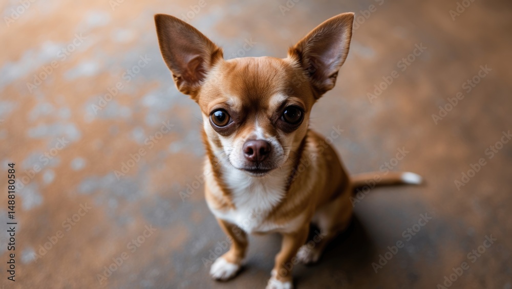 Chihuahua of brown color seated on the ground Chihuahua of brown color seated on the ground