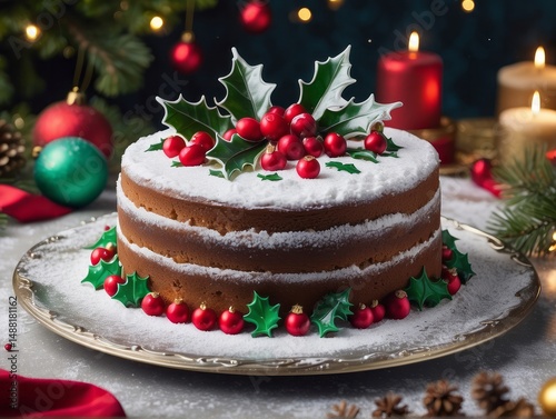 Wallpaper Mural Christmas cake embellished with seasonal decorations Torontodigital.ca