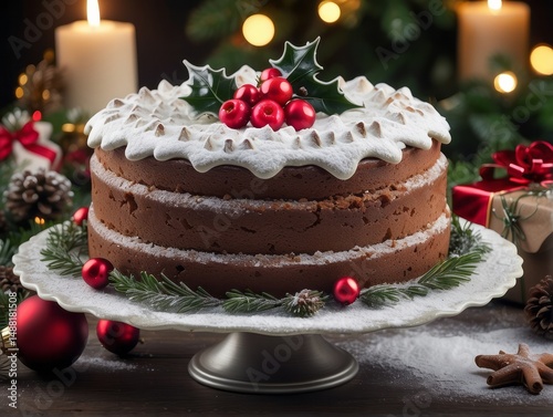 Wallpaper Mural Christmas cake embellished with seasonal decorations Torontodigital.ca