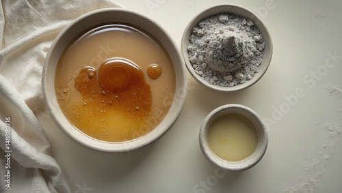 DIY face mask using vinegar and clay in the backdrop