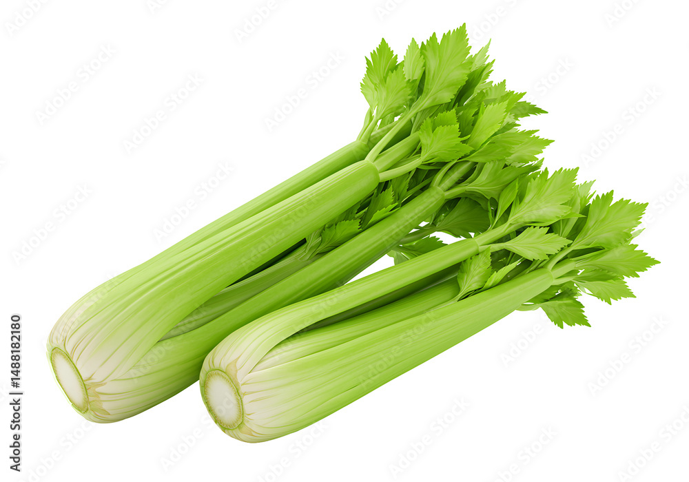 Fototapeta premium 新鮮セロリの瑞々しい緑 クローズアップ撮影