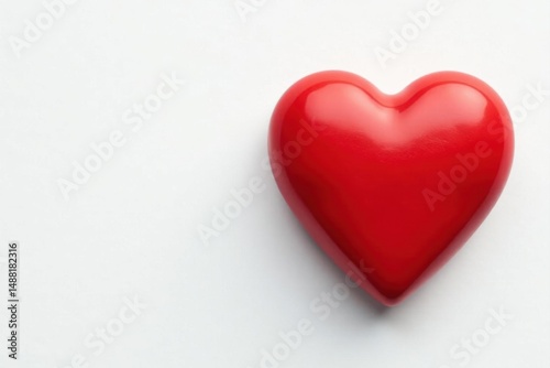 Single red heart, high-res, studio shot, pristine white, anniversary, symbolism, clean