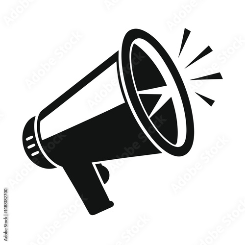 Yelling Megaphone Loudspeaker in Black and White Style