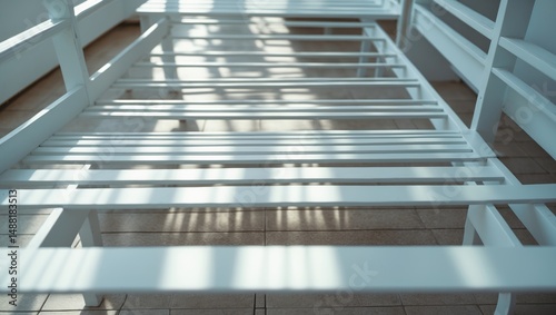 A solid white metal bed frame crafted from quality materials. This durable finish ensures the bed's longevity for years.