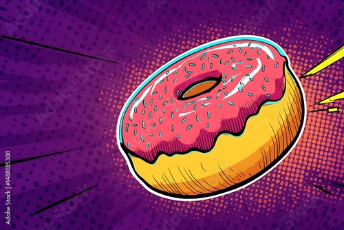 Pop art style donut illustration graphic
