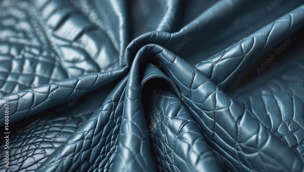 Obraz premium Textured background of crumpled leather in bluish-gray