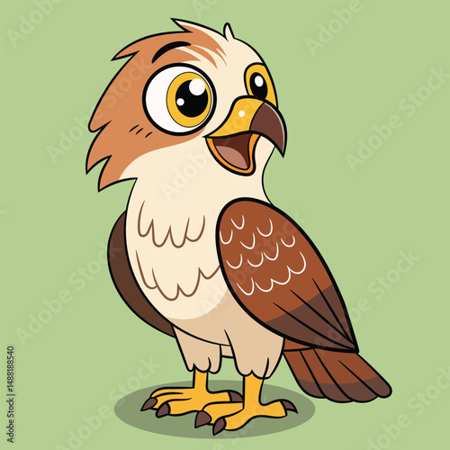 Charming Hawk cartoon Vector Illustration