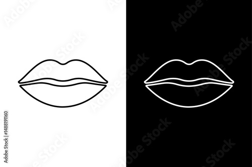 Black Lips Silhouette Flat Human Lips Vector in Monochrome.