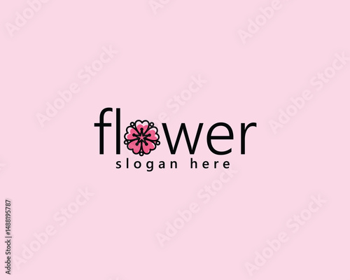 sakura flower logo, creative cherry blossoms inside the letter o that blends with the font logo design inspiration