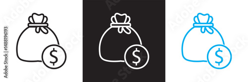 Icons related to cash flow.  Vector illustration. isolated on white and black background. EPS 10