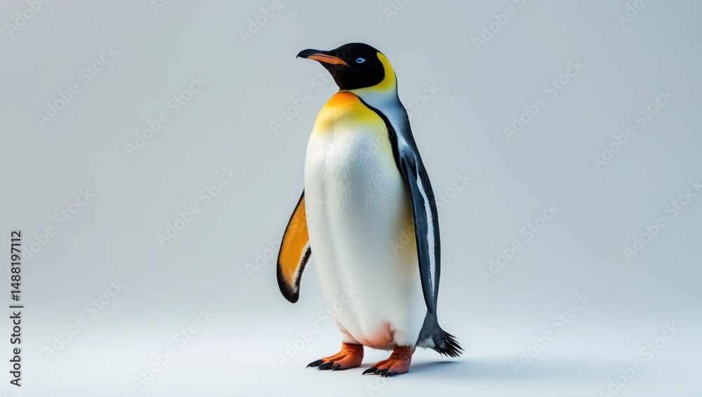 Fototapeta premium King penguin looking at the camera, alone on white