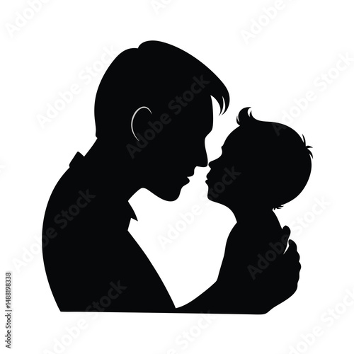 Father Holding Child Silhouette.
