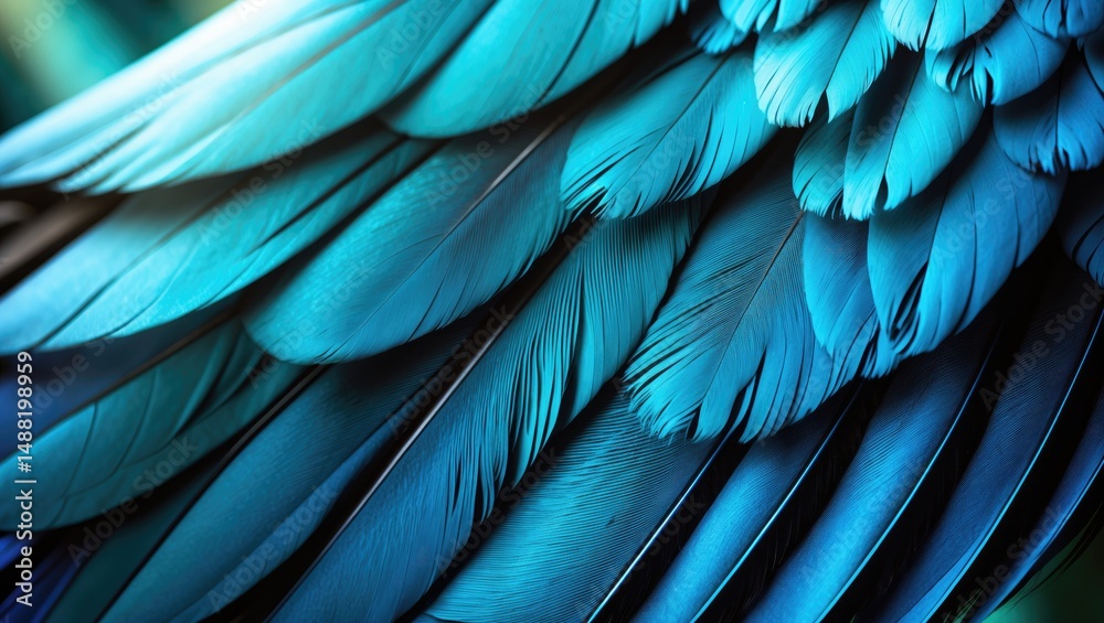 Obraz premium Up-close image of blue-and-yellow macaw feathers