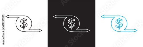 Icons related to cash flow.  Vector illustration. isolated on white and black background. EPS 10