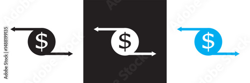 Icons related to cash flow.  Vector illustration. isolated on white and black background. EPS 10