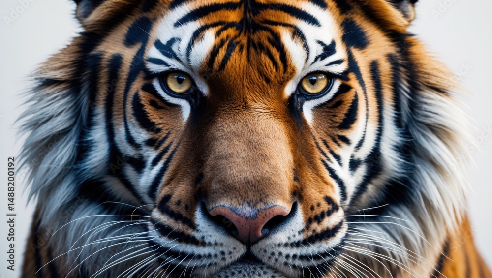 Obraz premium T-shirt design featuring a tiger face print. Wildlife photography.