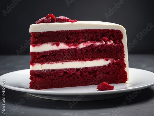high quality detailed, Red Velvet cake slice